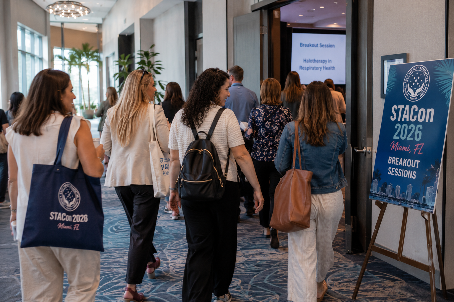 Attendees walking into a STACon 2026 breakout session.