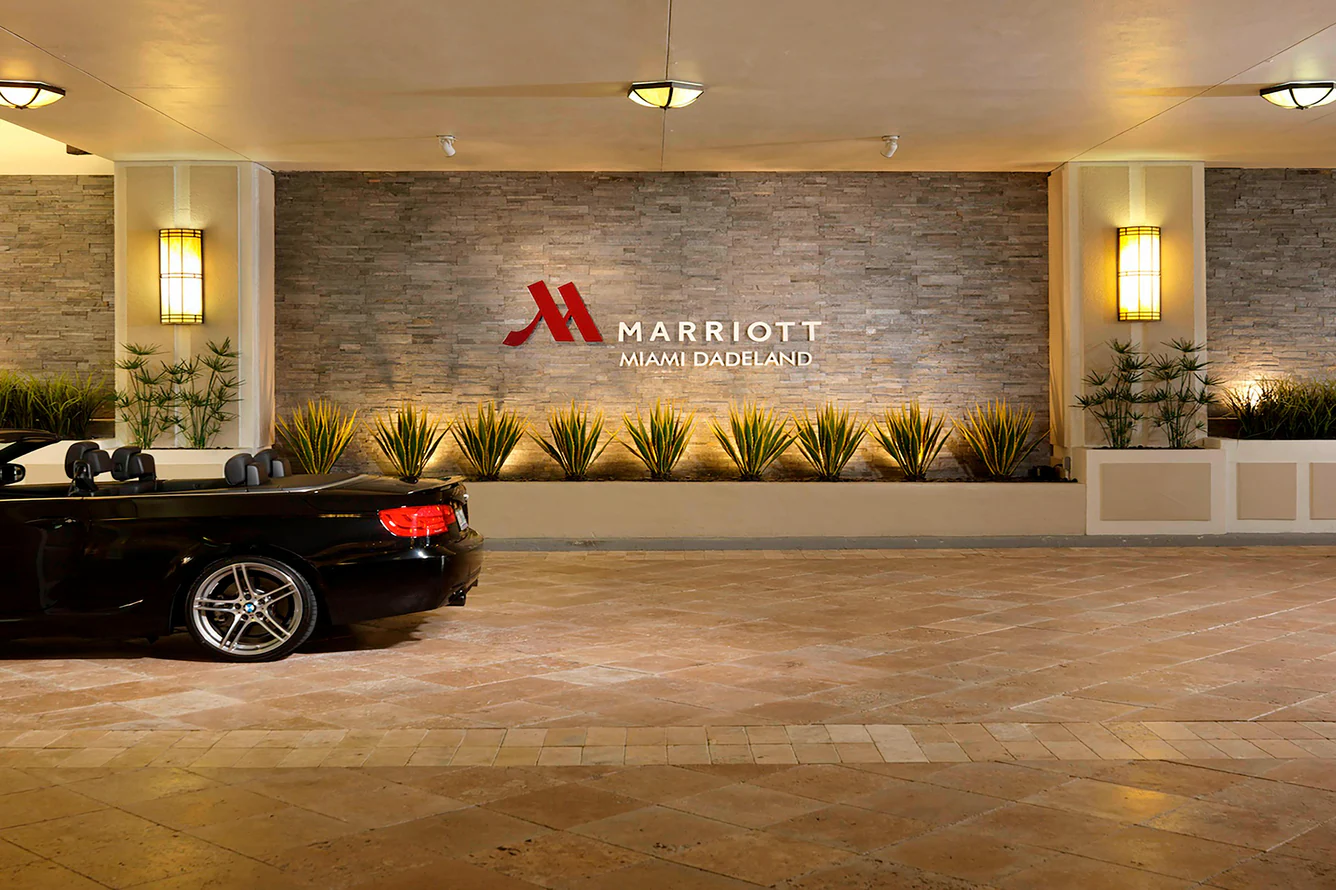 Hotel porte-cochère arrival.