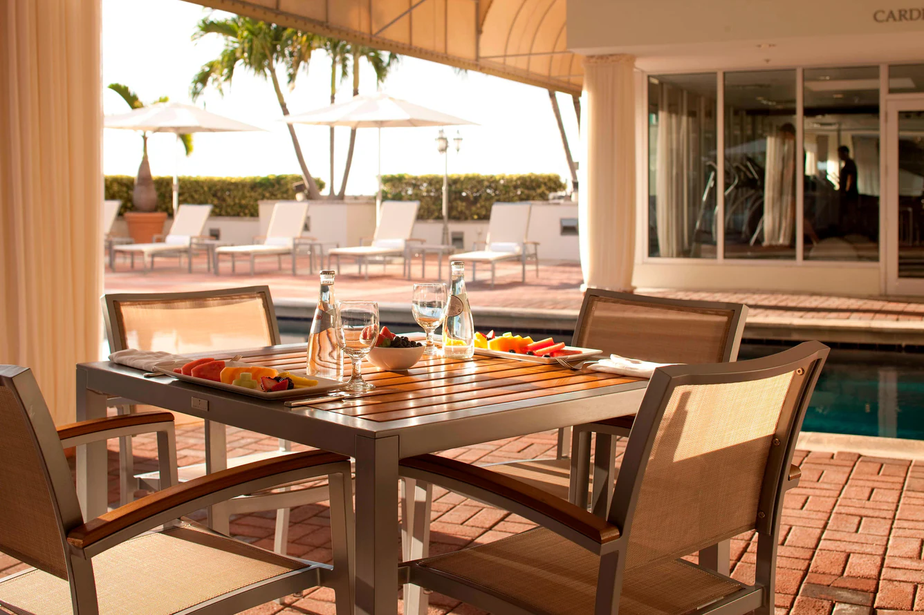 Pool terrace dining.